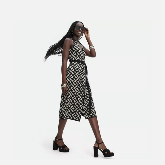 DVF Diane Von Furstenberg x Target Vintage Weave Neutral Knit Midi Wrap Dress XS - Picture 5 of 7